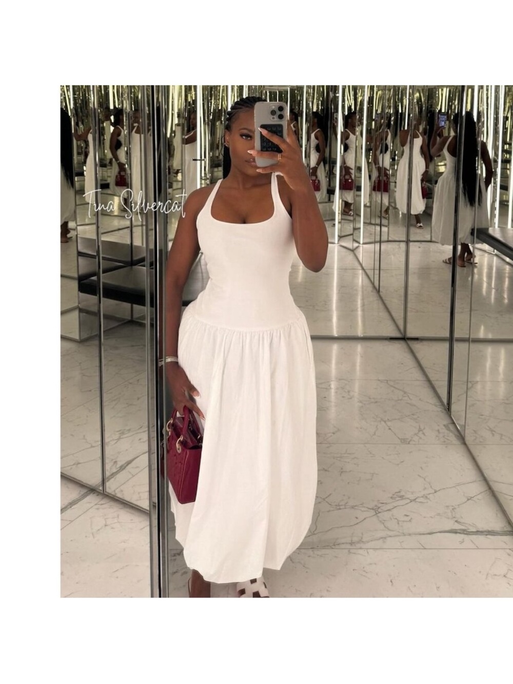NWT ZARA Mixed Balloon White Midi Dress Size M